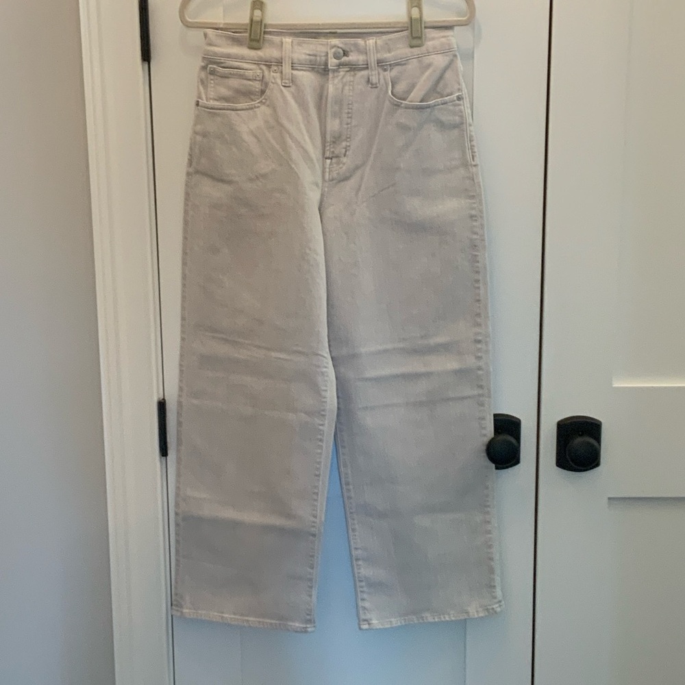 Madewell The Perfect Vintage Wide-Leg Crop Jean Stone Size 28